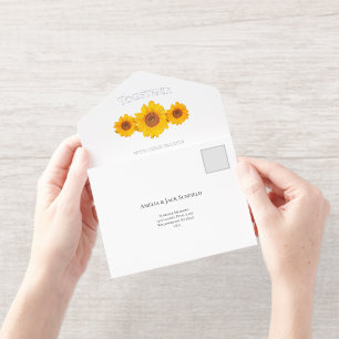 Un Invitation mariage rustique avec tournesol - tout en crème