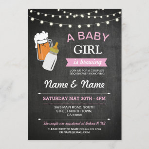Un invitation rose de craie de bières de douche de