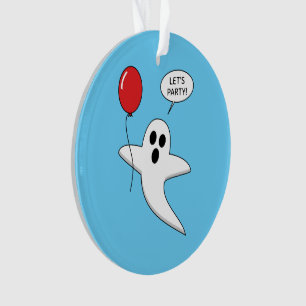 Un joli fantôme de dessin animé avec un ballon rou