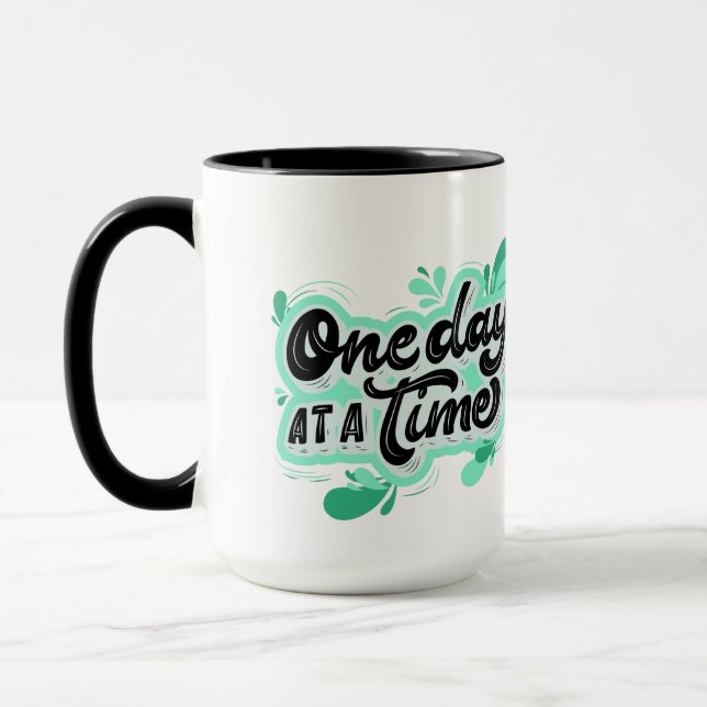 Un Jour À La Fois Turquoise Splash 15 oz Mug (Gauche)