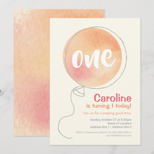 Un jour douloureux ! Pastel Balloon 1er Invitation (Devant / Derrière)