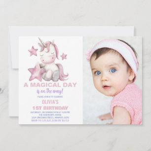 Un jour magique Unicorn Anniversaire Invitations p