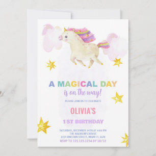 Un Jour Magique Unicorne Invitations Anniversaire