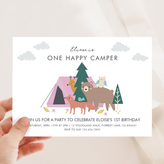 Un joyeux anniversaire de camping Invitation (Créateur téléchargé)