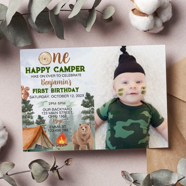 Un Joyeux Camper Invitation Anniversaire (Créateur téléchargé)