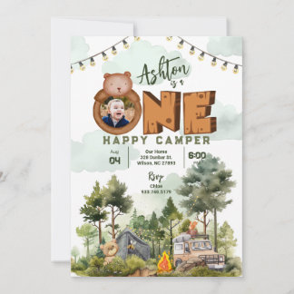 Un joyeux Camper Invitation d'anniversaire avec ph
