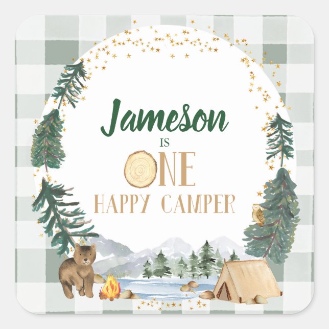Un joyeux Camper Stickers de fête d'anniversaire (Devant)