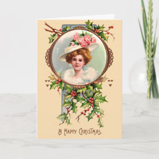 Un joyeux Noël - Jeune Dame des années 1880 Carte