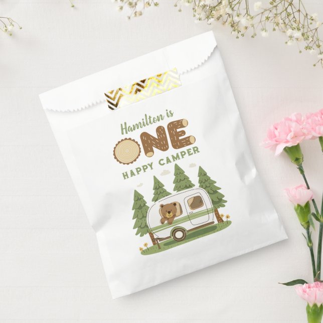 Un Joyeux Ours Camper Anniversaire Favoriser Sacs (Scellé)