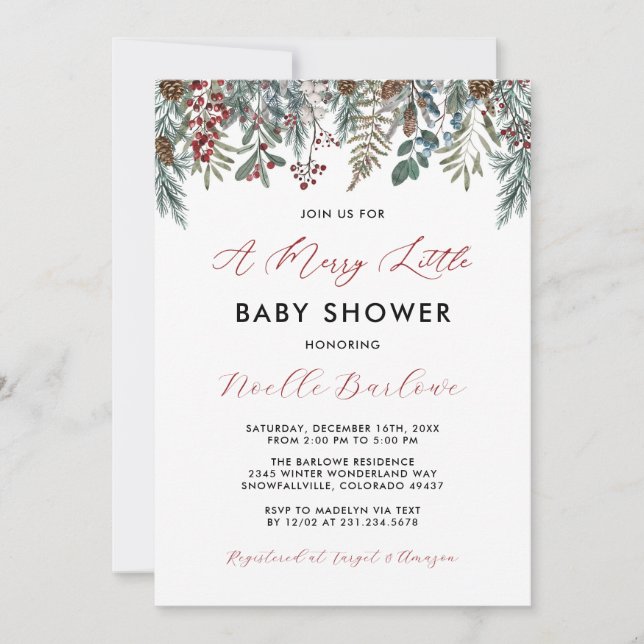 Un joyeux petit Baby shower Invitation hivernale (Devant)