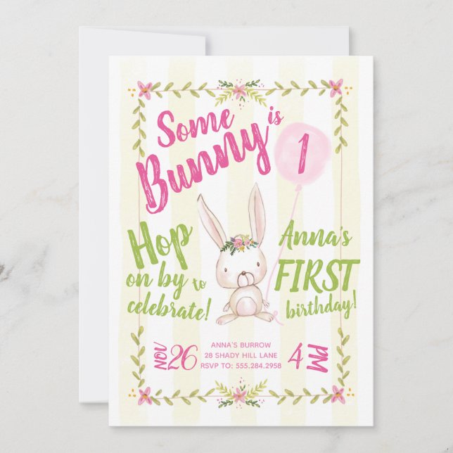 Un lapin est la première invitation d'anniversaire (Devant)