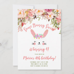 Un lapin sucré lapin face Invitation d'anniversair