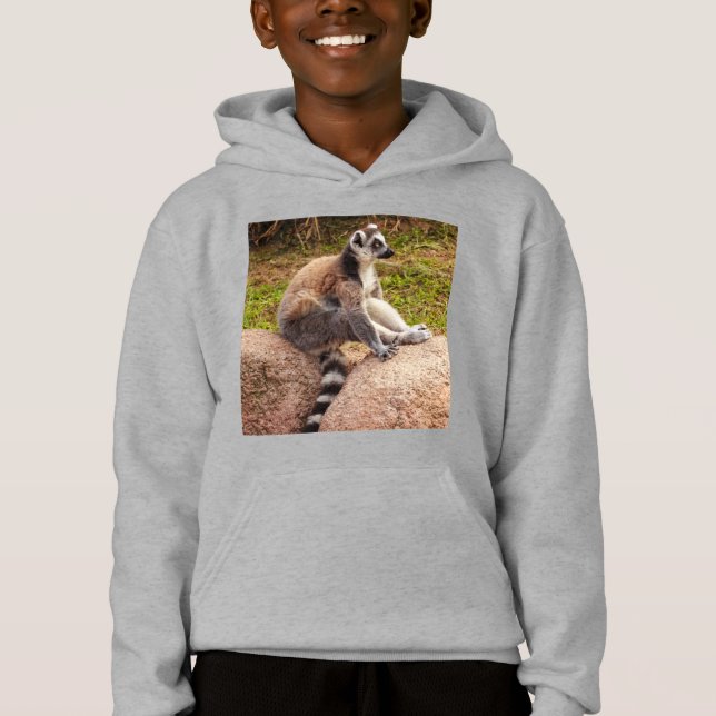 un lémur de Madagascar sur un sweat - shirt à capu (Devant)