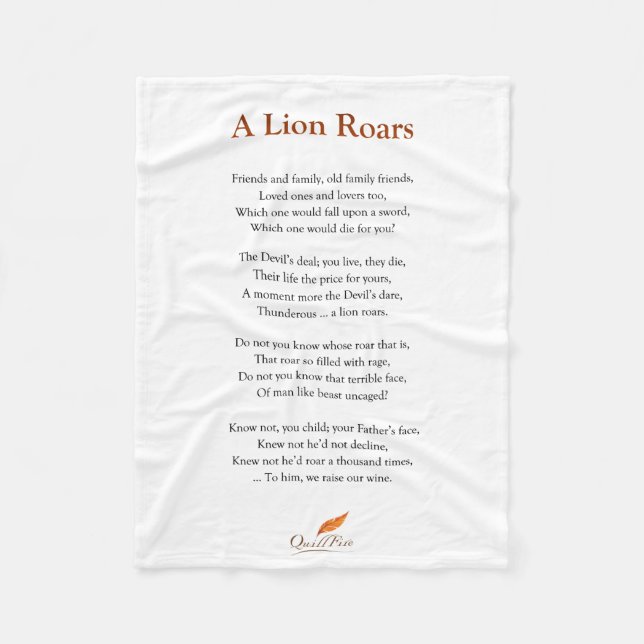 Un lion hurle le poème sur la couverture (Devant)