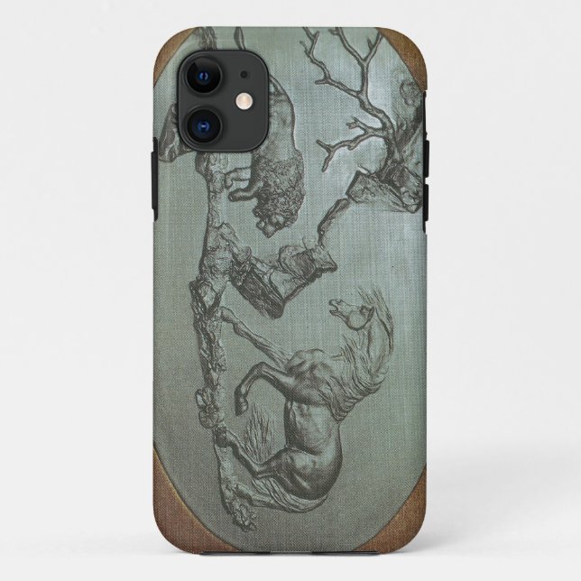 Un lion, un cheval, un coque iphone de 1780 (Dos)