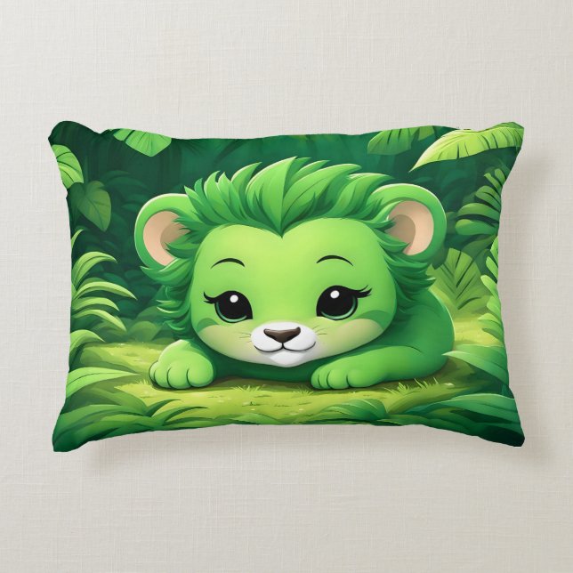 Un Lion Vert dans la jungle Coussin (Devant)