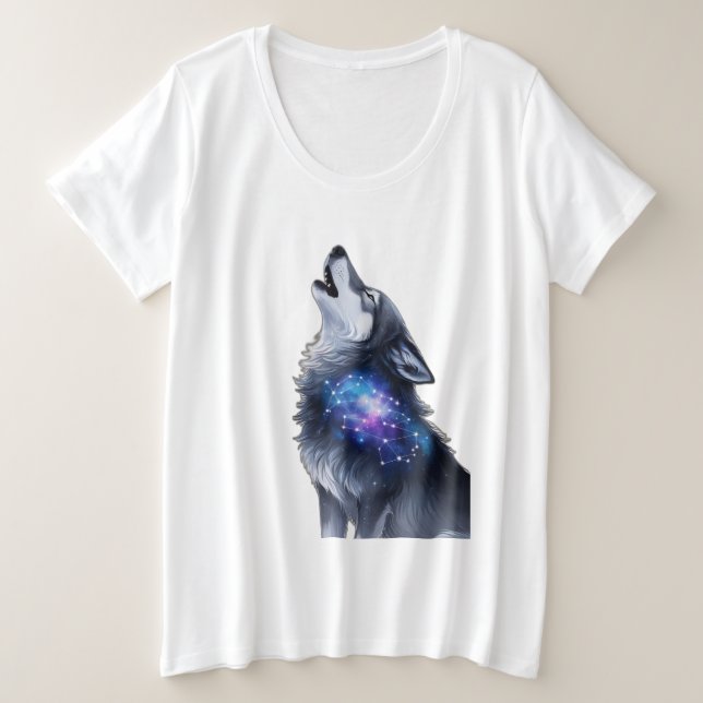 Un loup hurle à une galaxie étoilée (Design devant)