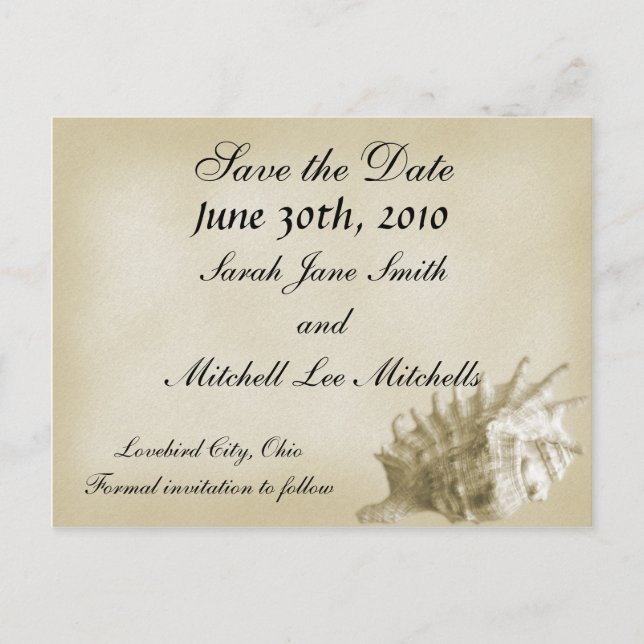 Un mariage à la plage Enregistrer la date Carte po (Devant)