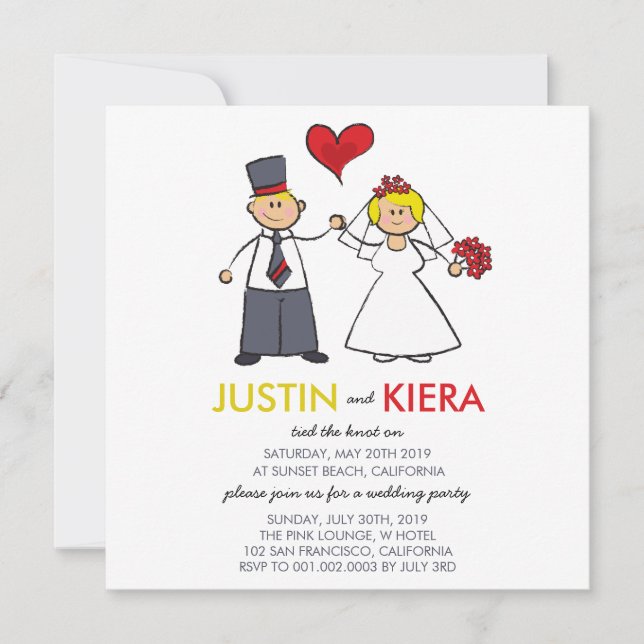 Un Mariage de caricatures marié à deux Faire-part (Devant)