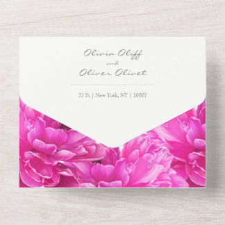 Un Mariage rose brillant tout en une invitation