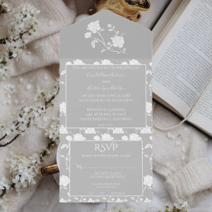 Un Mariage Rose gris tout en une invitation