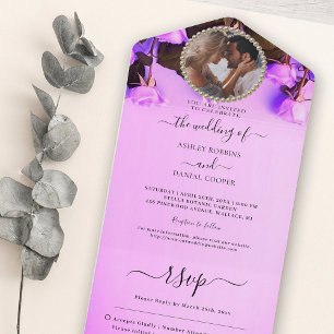 Un Mariage rose photo tout en une invitation