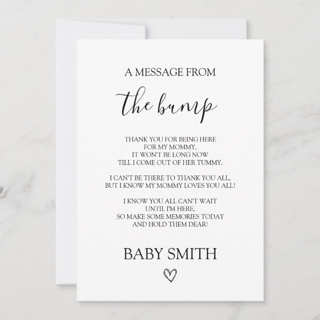 Un Message De La Carte De Baby shower Bump (Devant)