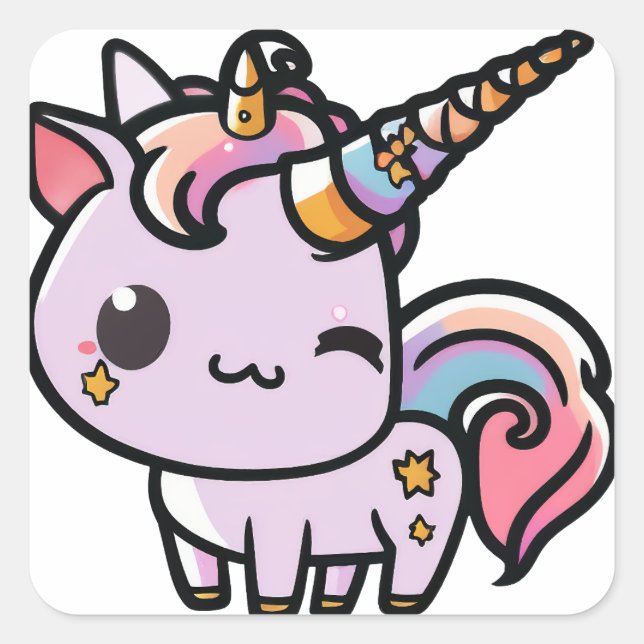 Un mignon autocollant de licorne kawaii (Devant)