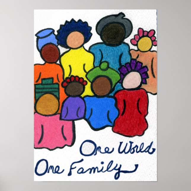 Un monde, une famille Poster multiculturel (Devant)