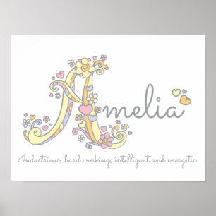 Un monogramme Amelia Girls name signifie poster