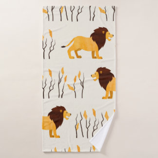 Un motif africain sans couture avec un lion mignon