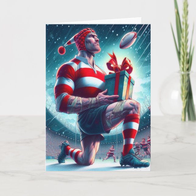 Un Noël de rugby - Carte de voeux de rugby (Devant)