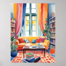 Un Nook De Lecture Coloré Affiche De Style Matisse
