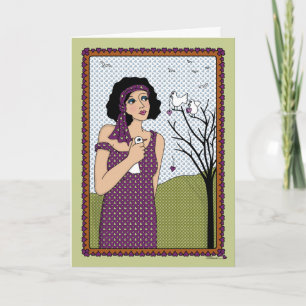 Un oiseau dans la carte de voeux main_A