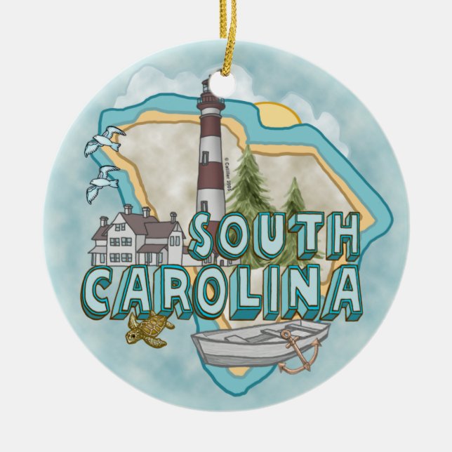 Un ornement en céramique du phare de Caroline du S (Devant)