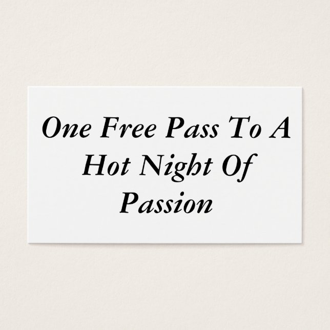 Un Pass Gratuit Pour Une Chaude Nuit De Passion (Devant)