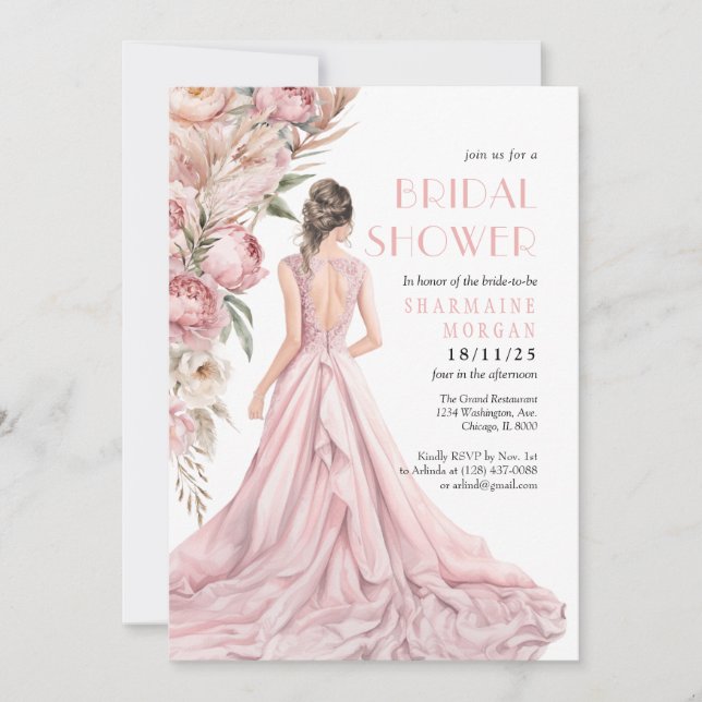 Un Peonies Roses Dreamdal Shower Invitation (Devant)
