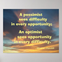 UN PESSIMISTE VOIT DIFFICULTY CHURCHILL POSTER