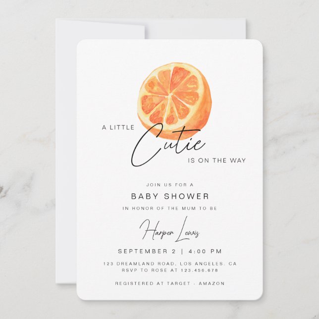 Un petit Baby shower Cutie Oranges Invitation (Devant)