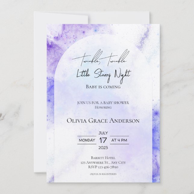 Un Petit Baby shower Nocturne Starry Invitation (Devant)