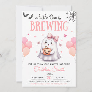 Un Petit Boo Halloween Baby Girl Shower Invitation