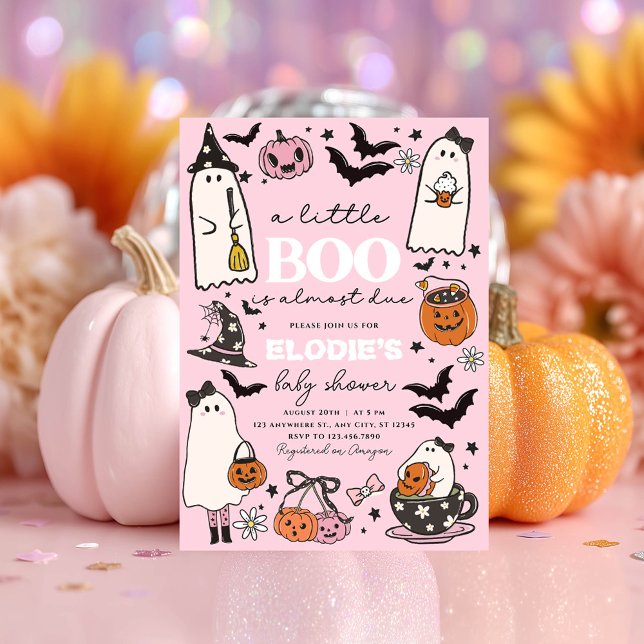 Un Petit Boo Rose Halloween Baby shower Invitation (Créateur téléchargé)