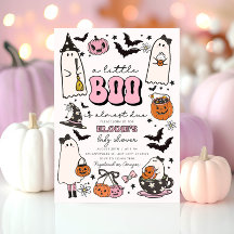 Un Petit Boo Rose Halloween Baby shower Invitation
