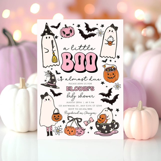 Un Petit Boo Rose Halloween Baby shower Invitation (Créateur téléchargé)