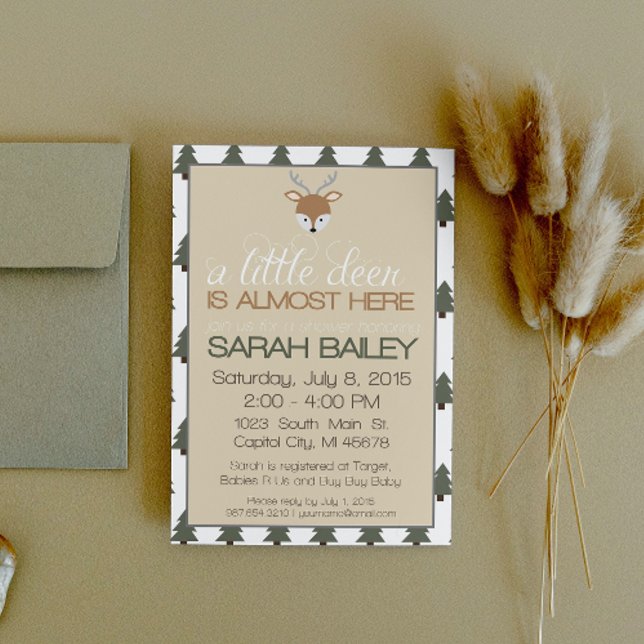 Un petit cerf est presque ici Invitation Baby show (Créateur téléchargé)