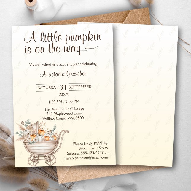 Un Petit Citrouille Boho Baby shower Invitation (A Little Pumpkin Is On The Way Baby Shower Invitation)