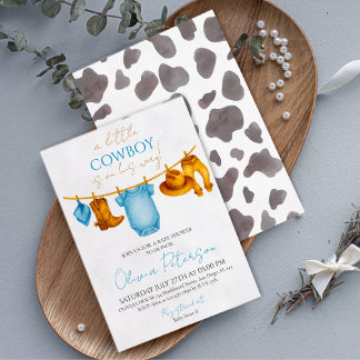 Un Petit Cow-boy Est En Chemin Invitation Blue