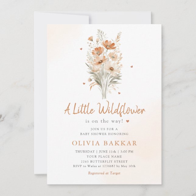 Un Petit Fleur sauvage Boho Baby shower Invitation (Devant)