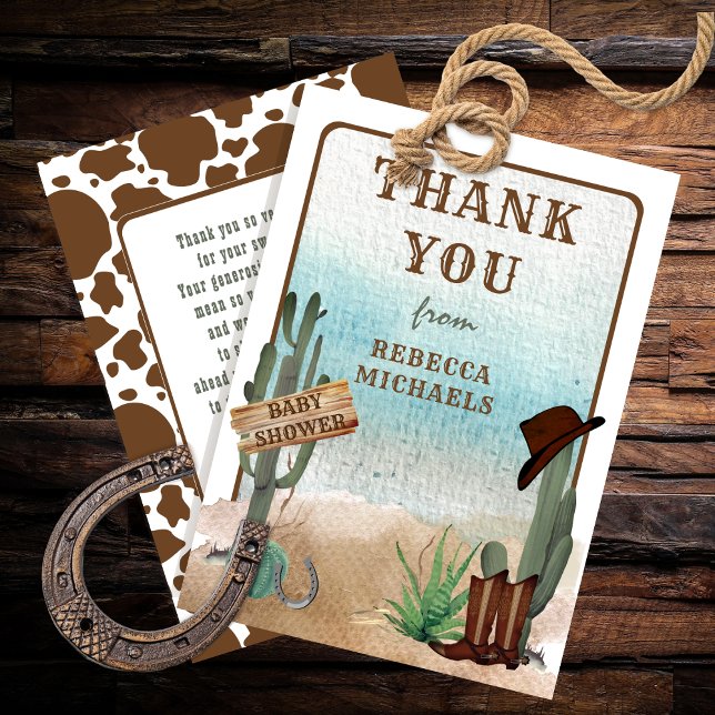 Un petit garçon Occidental Baby shower Merci de ga (A Little Cowboy Western Boy Baby Shower Thank You Card)
