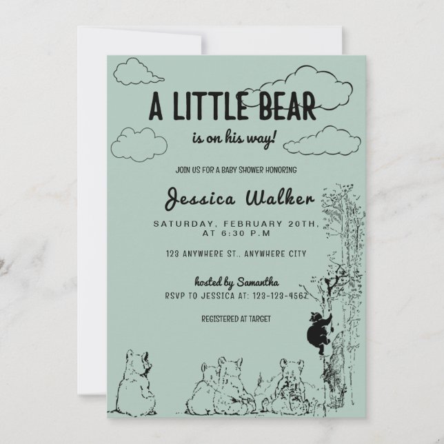 Un Petit Ours Est En Chemin Baby shower Invitation (Devant)